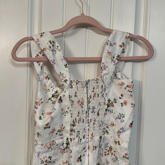 Reformation Sanford Linen Dress Size 4 White Floral - Picture 6 of 10